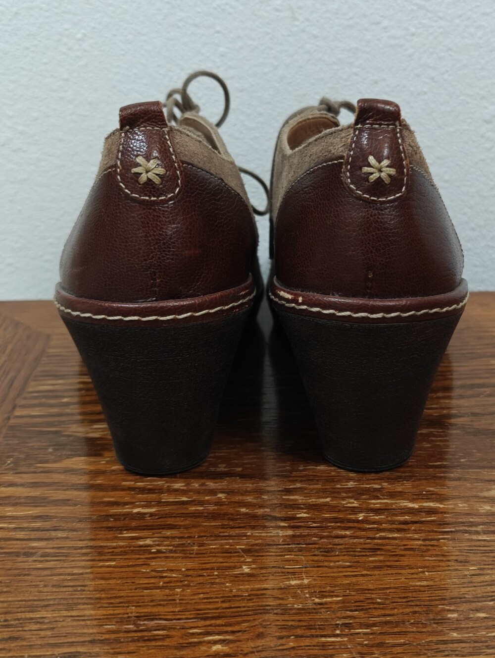 Sofft Camila Havana Wedge Bootie Size 9 Wide Lace Up Ankle Mini Boots Oxford - Picture 6 of 12